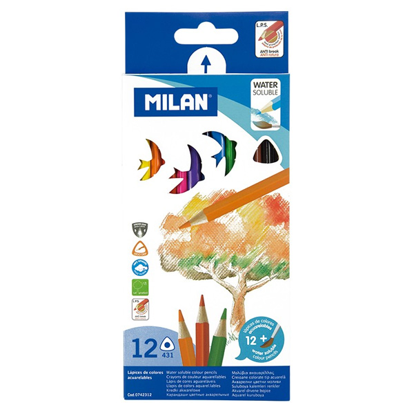 caja 12 lapices color acuarelables milan