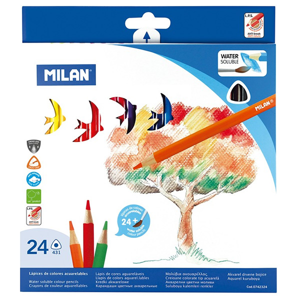caja 24 lapices color acuarelables milan