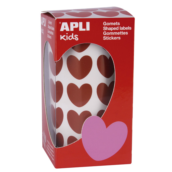 rollo 900 gomets corazones rojos apli