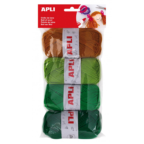 pack 4 ovillos 50gr lana tonos verdes