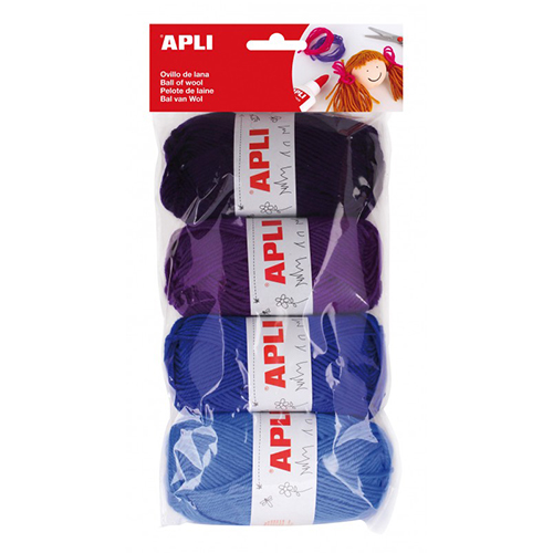 pack 4 ovillos 50gr lana tonos azules