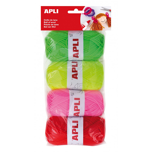 pack 4 ovillos 50gr lana tonos fluor