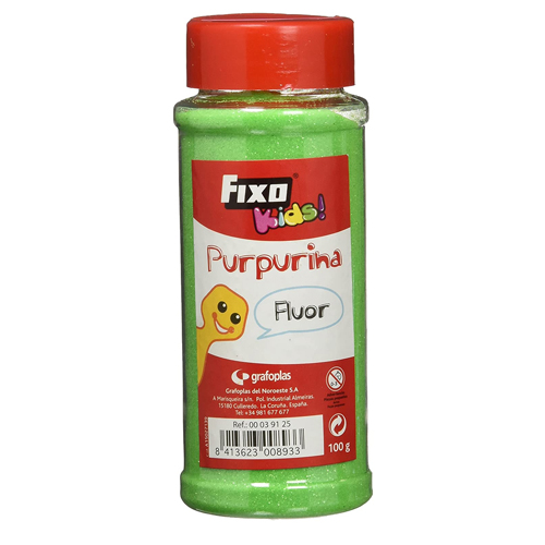 bote 100gr purpurina verde fluor c/dosif