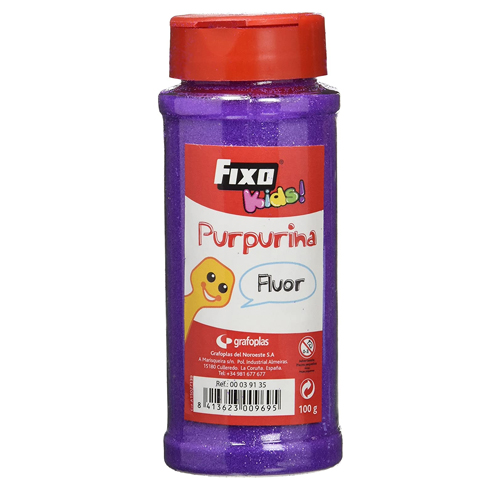 bote 100gr purpurina violeta fluor c/dos