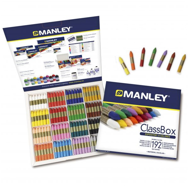 caja 192 ceras manley (16 coloresx12uds)
