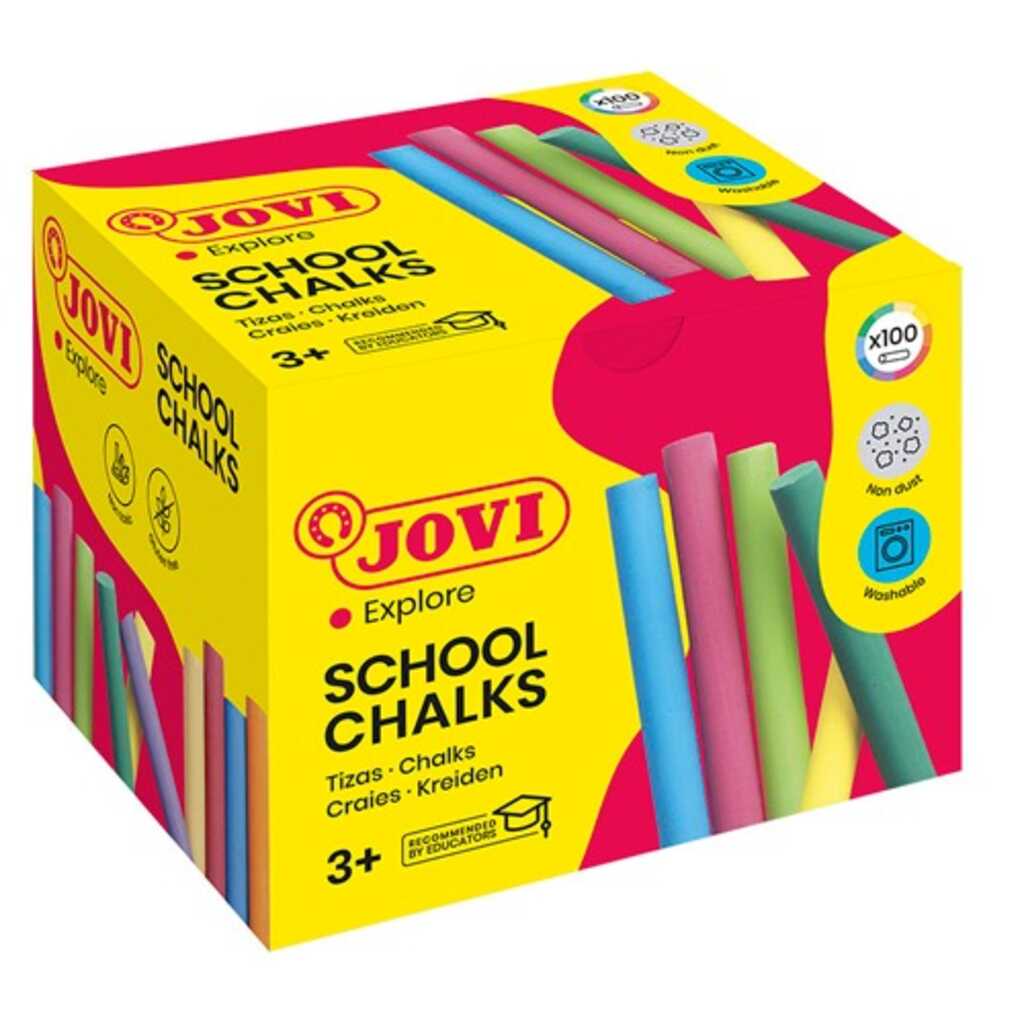 caja 100 tizas de colores jovi antipolvo