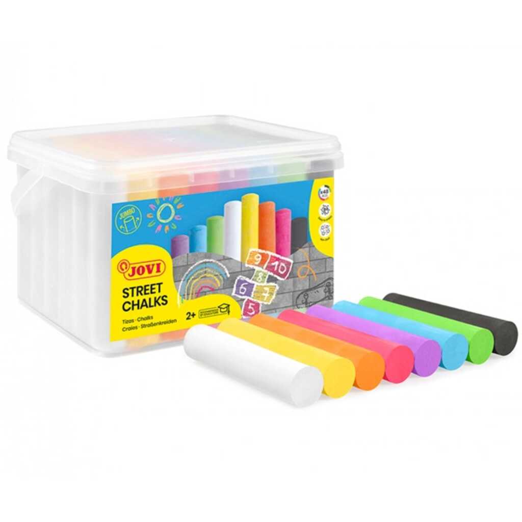 caja 48 tizas para suelo blanco+colores