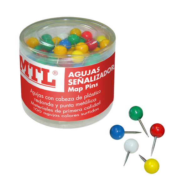 caja 100 agujas bola colores surtidos