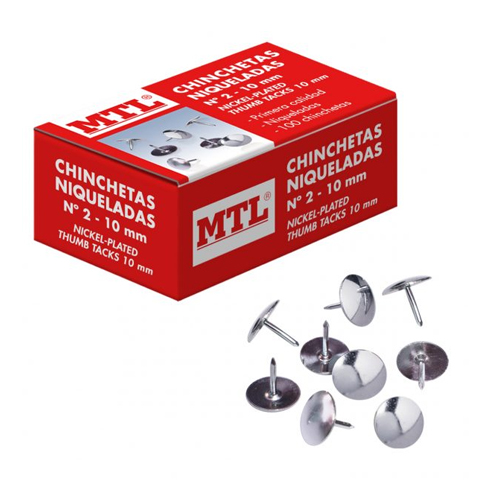 caja 100 chinchetas niqueladas