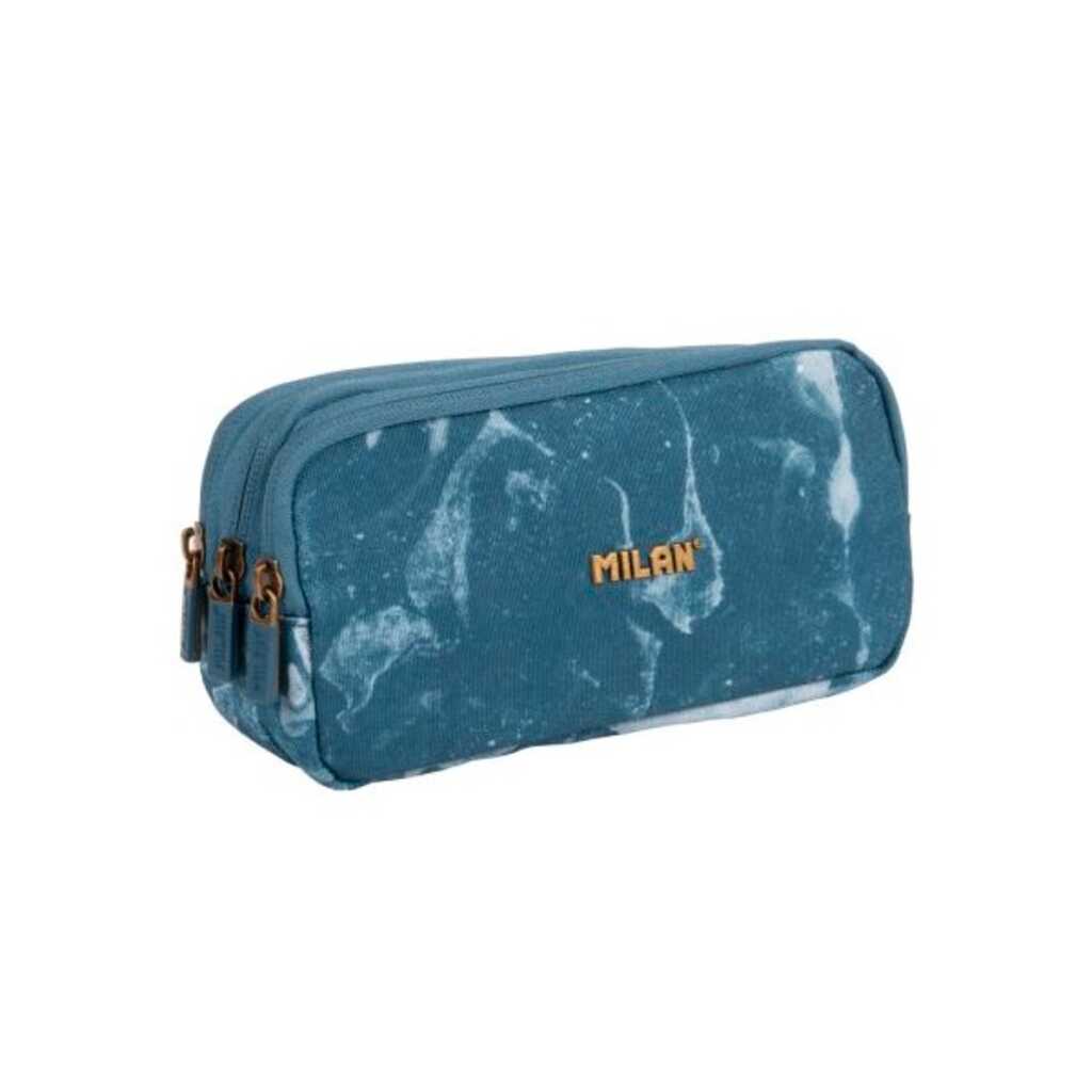 estuche 3 cremalleras lava azul