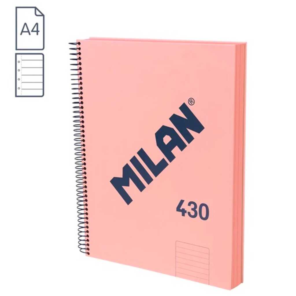 libreta a4 rosa 80h espiral lineas