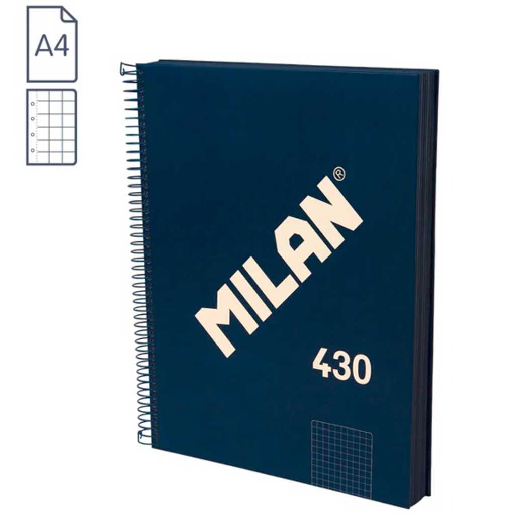 libreta a4 azul 80h espiral cuadricula