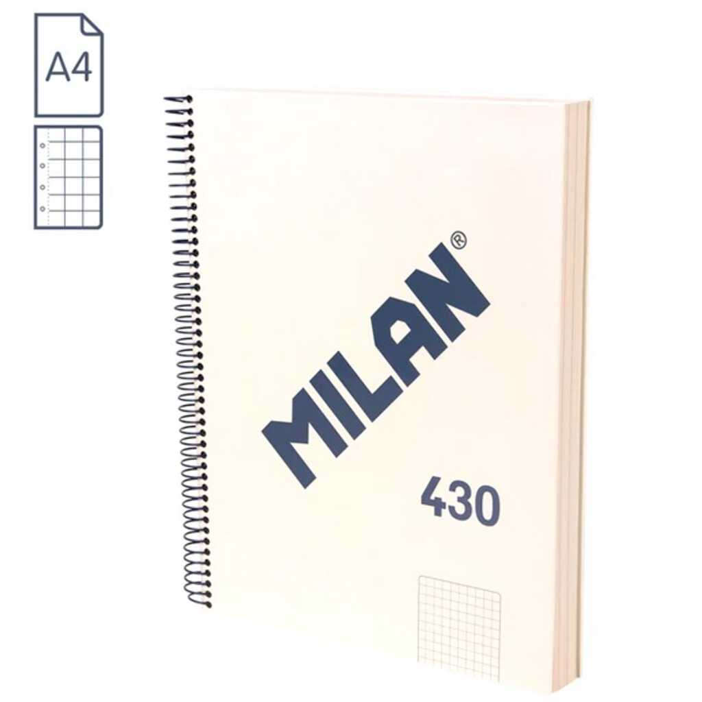 libreta a4 beige 80h espiral cuadricula