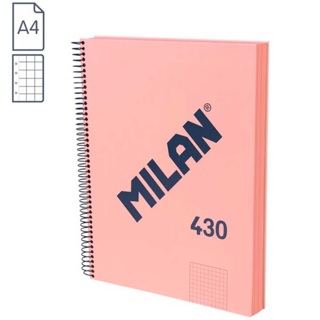 libreta a4 rosa 80h espiral cuadricula