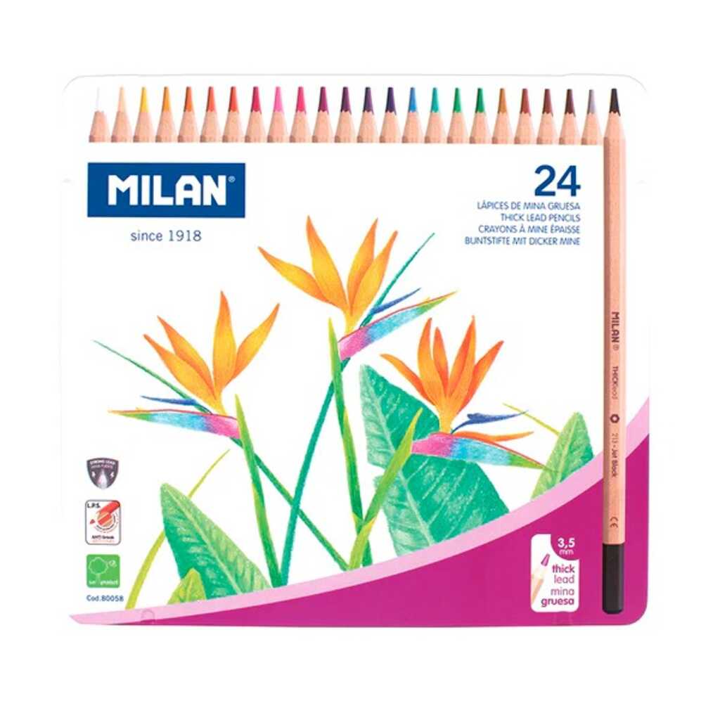 caja metal 24 lapices color mina grand