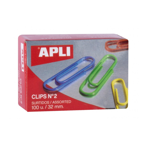 caja 100 clips nâ§2 colores surtidos