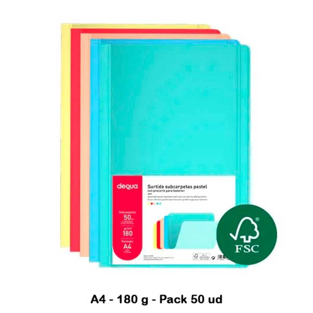 paq. 50 subcar.din a4 185gr surt.pastel