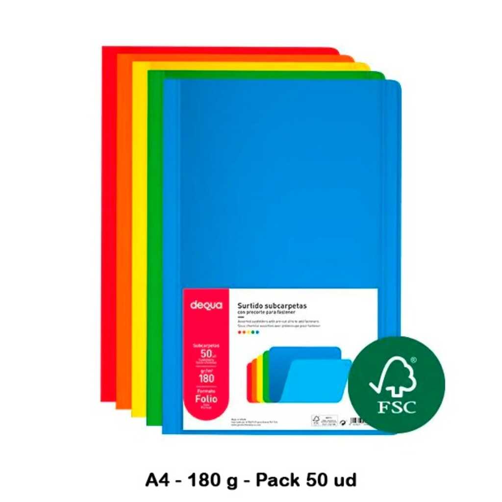paq. 50 subcarpetas a4 c/sutidos intens.