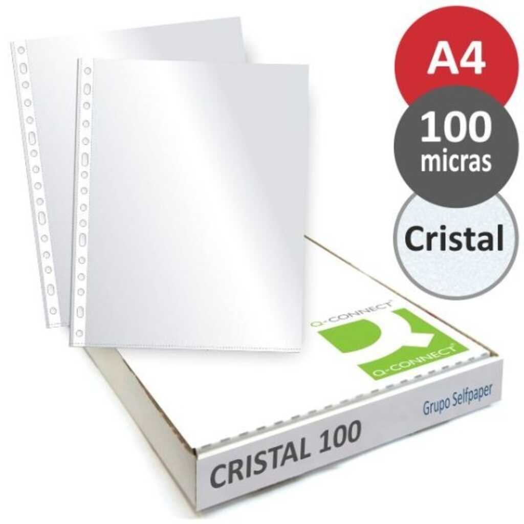caja 100 fundas a4 cristal multitaladro