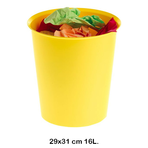 papelera plastico 16l amarillo
