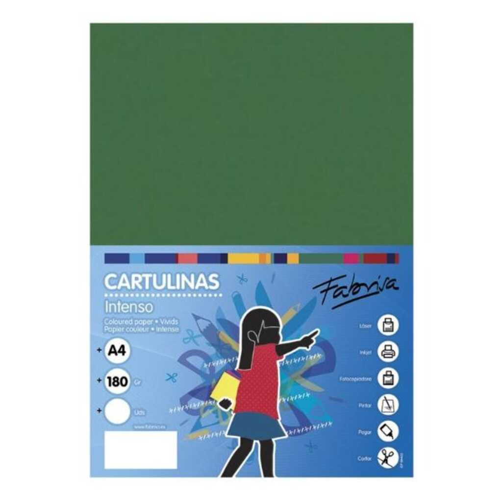paquete 50h.cartulina a4 185g verde fuer
