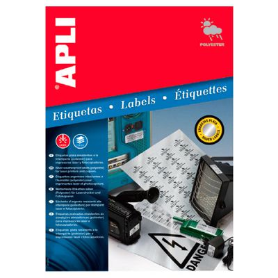 pack 20h. etiquetas plata 45.7x21.2mm