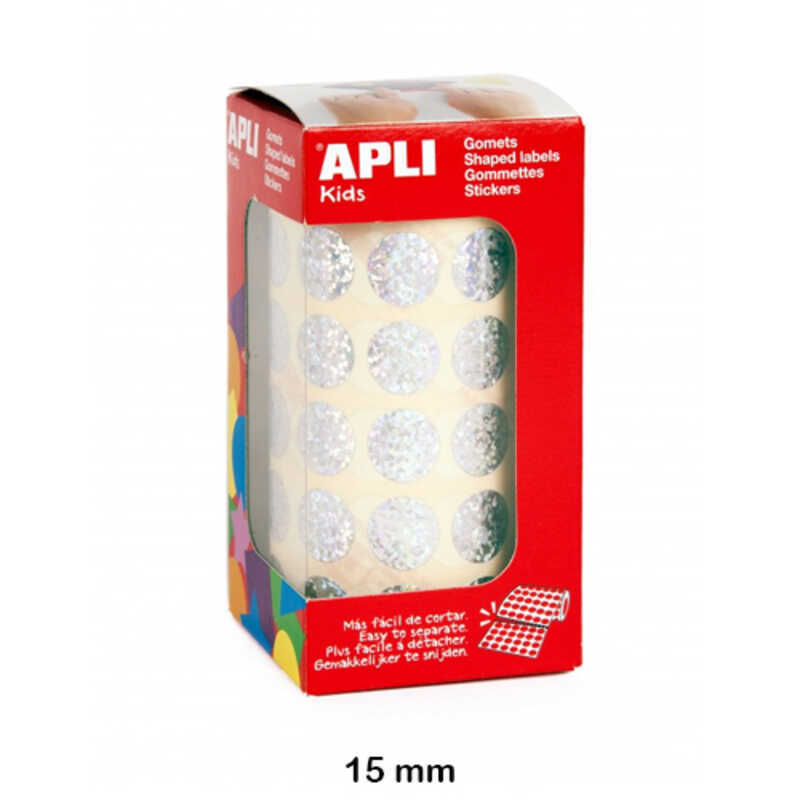 rollo gomets redondo 15mm holograficos