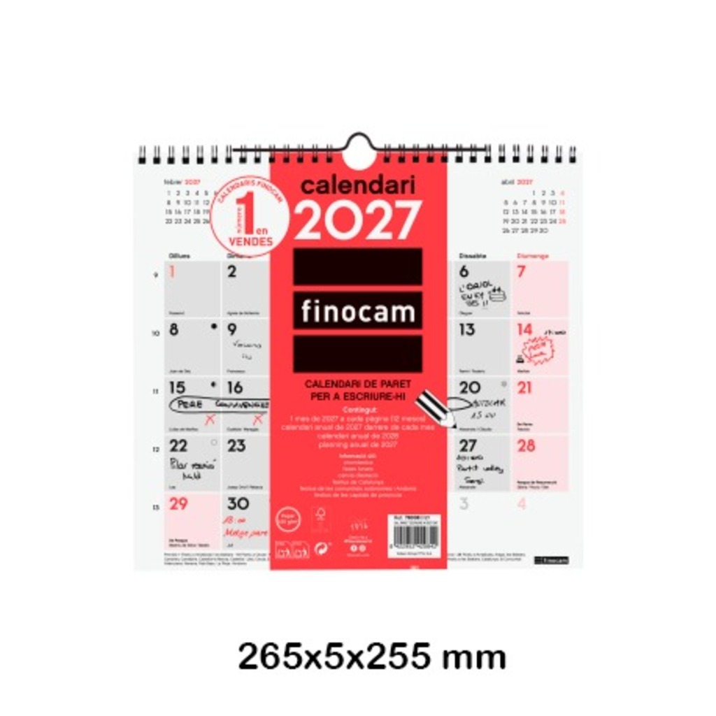 calendario paret escribir m 2027