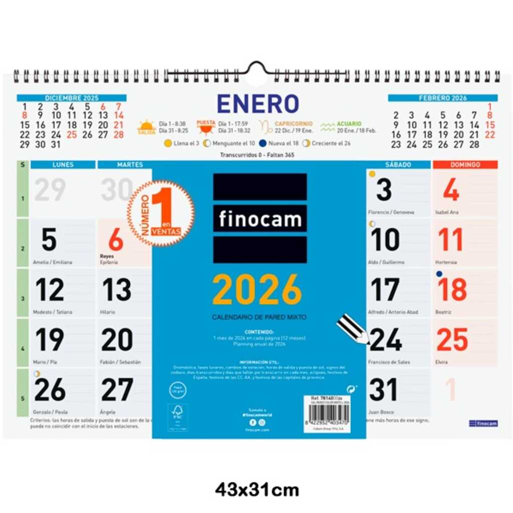 calendari paret colors mixt l 2026