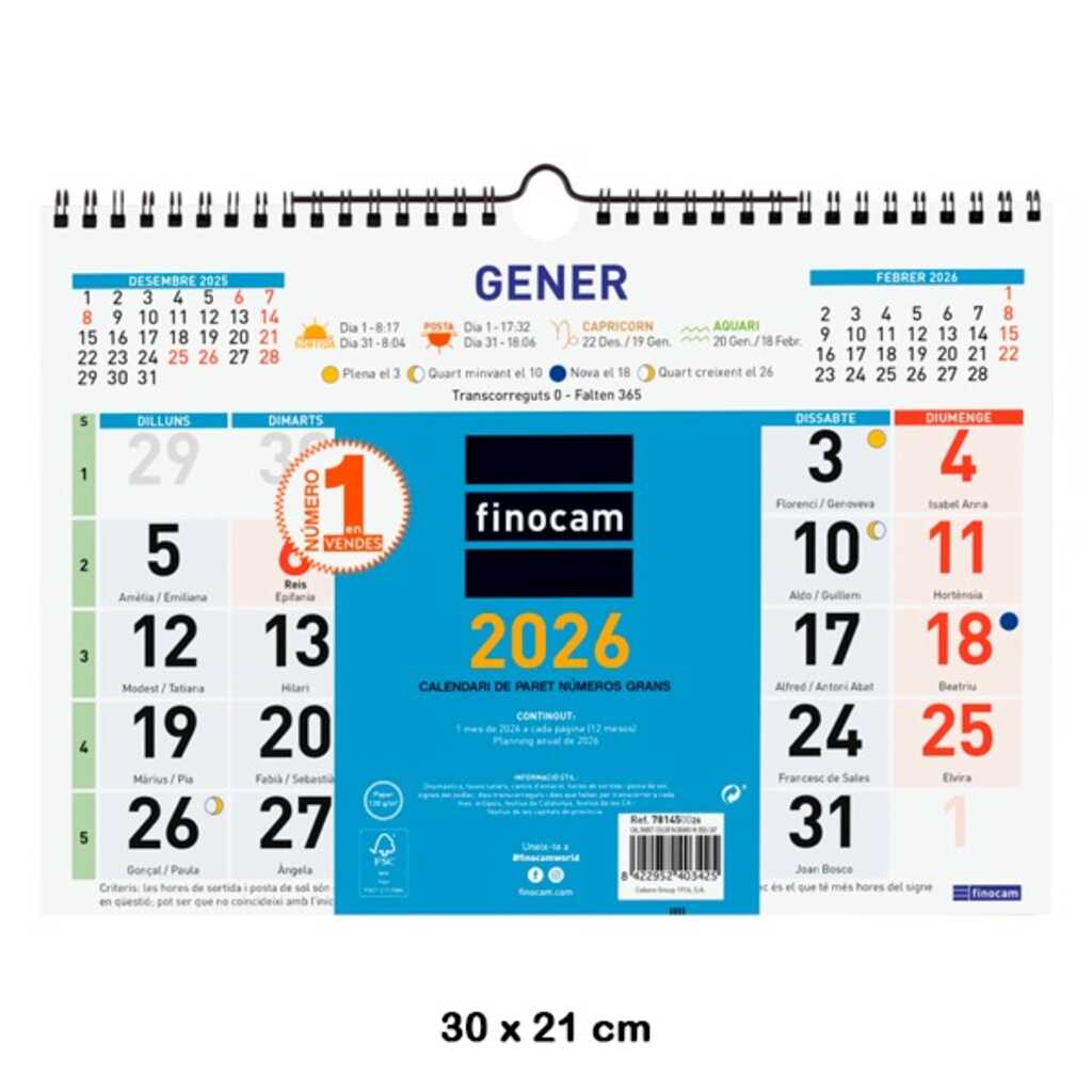 calendari paret color 30x21 2026