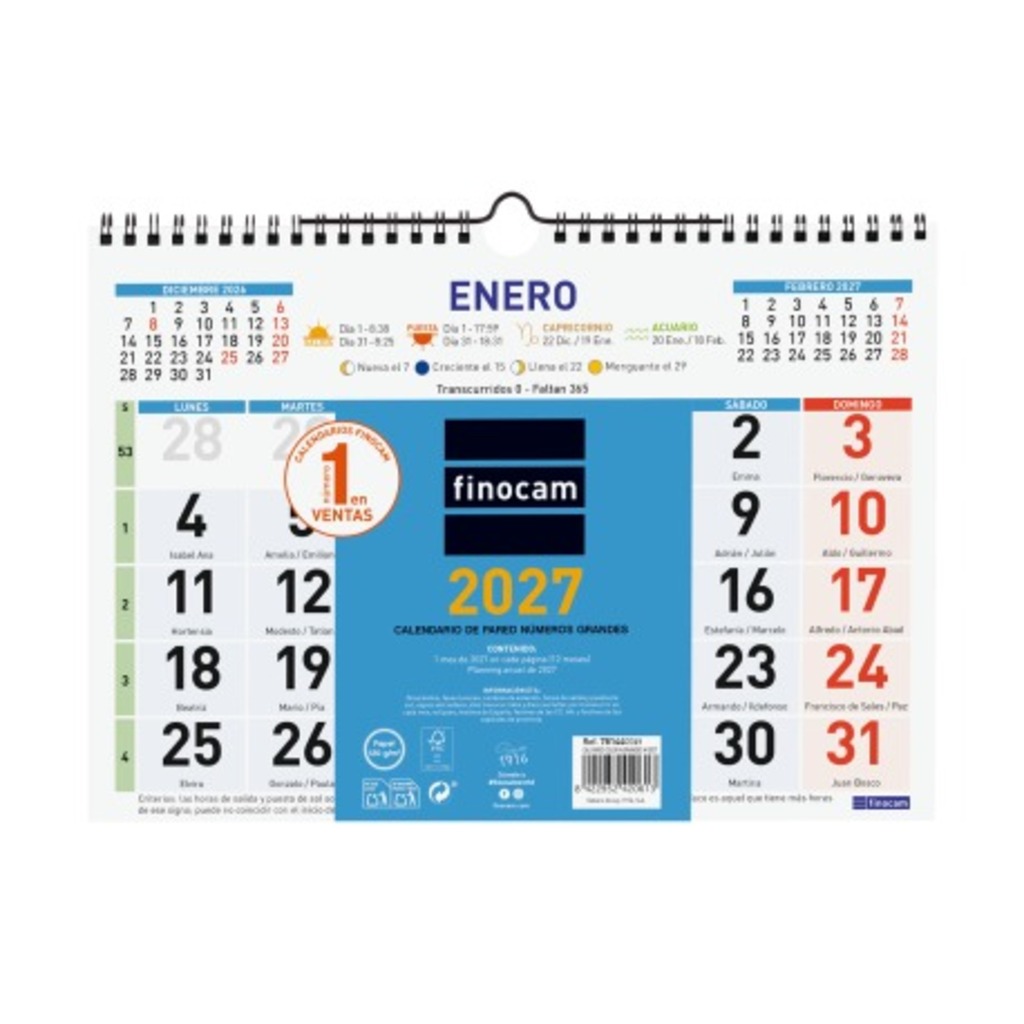 calendario paret color 30x21 2027