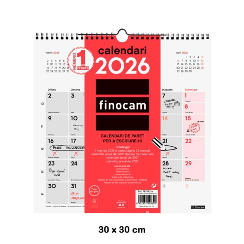 calendari paret escriure 30x30 2026