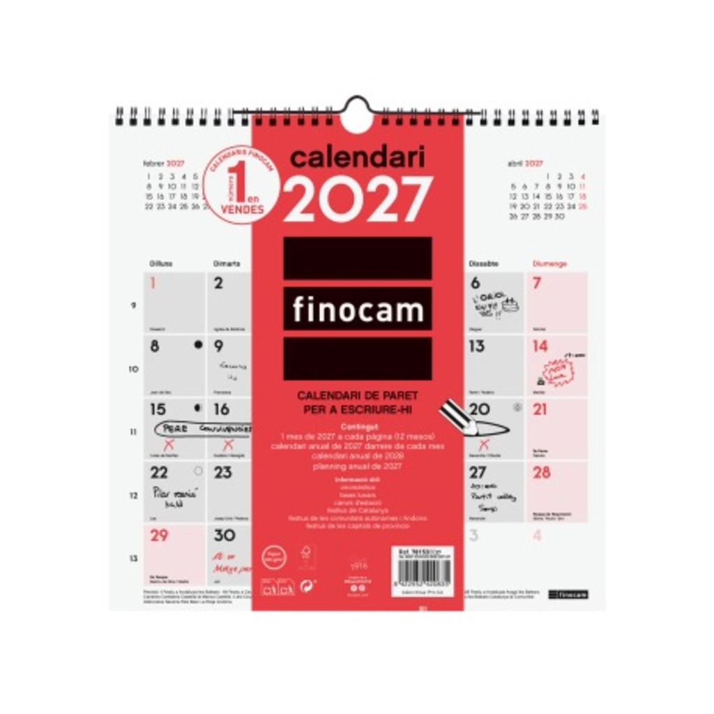 calendario paret escribir 30x30 2027