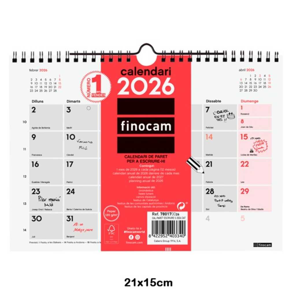 calendari paret escriure llarg m 2026