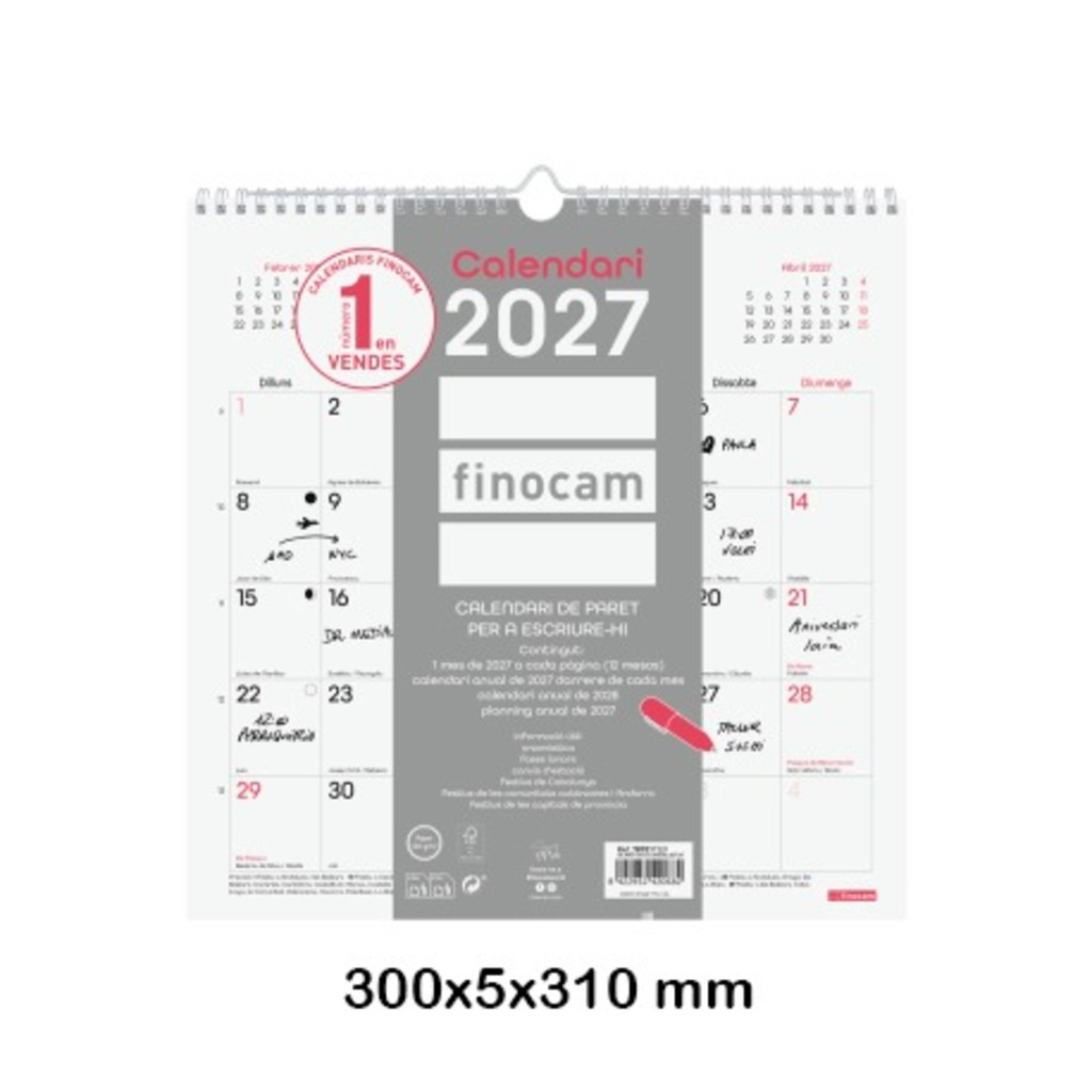 calendario paret chic 30x30 2027 blanco