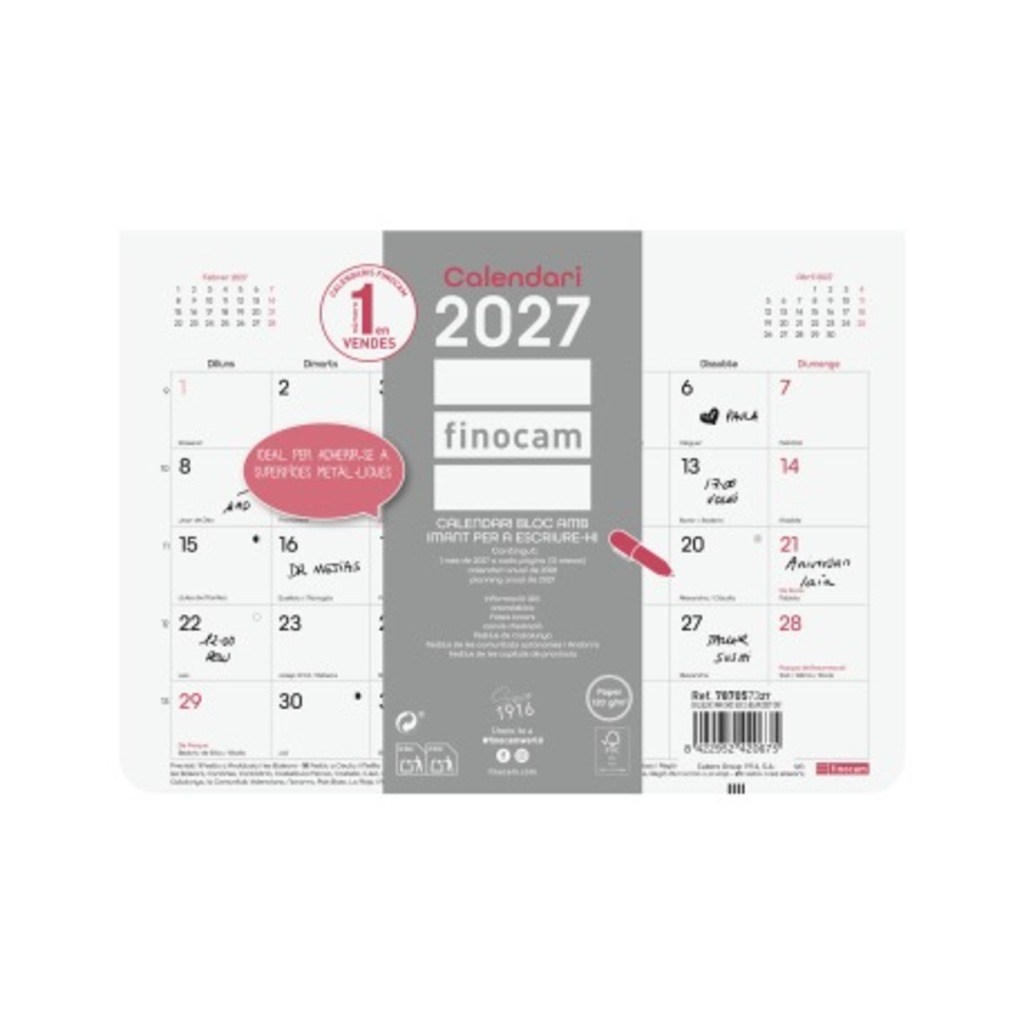calendario bloc iman chic 2027 blanco