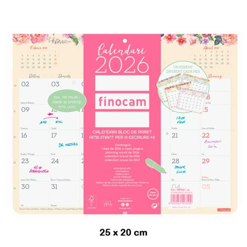 calendari paret design 25x20 2026