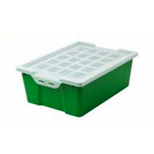 caja plastico 42x31x14'8cm. verde c/tapa