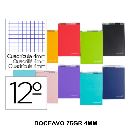 libreta espiral doceavo apais. 75gr 4mm