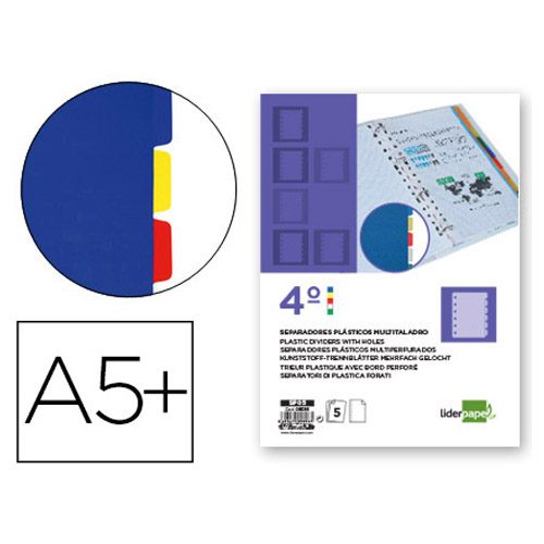 juego 5 separadores a5 plastico colores