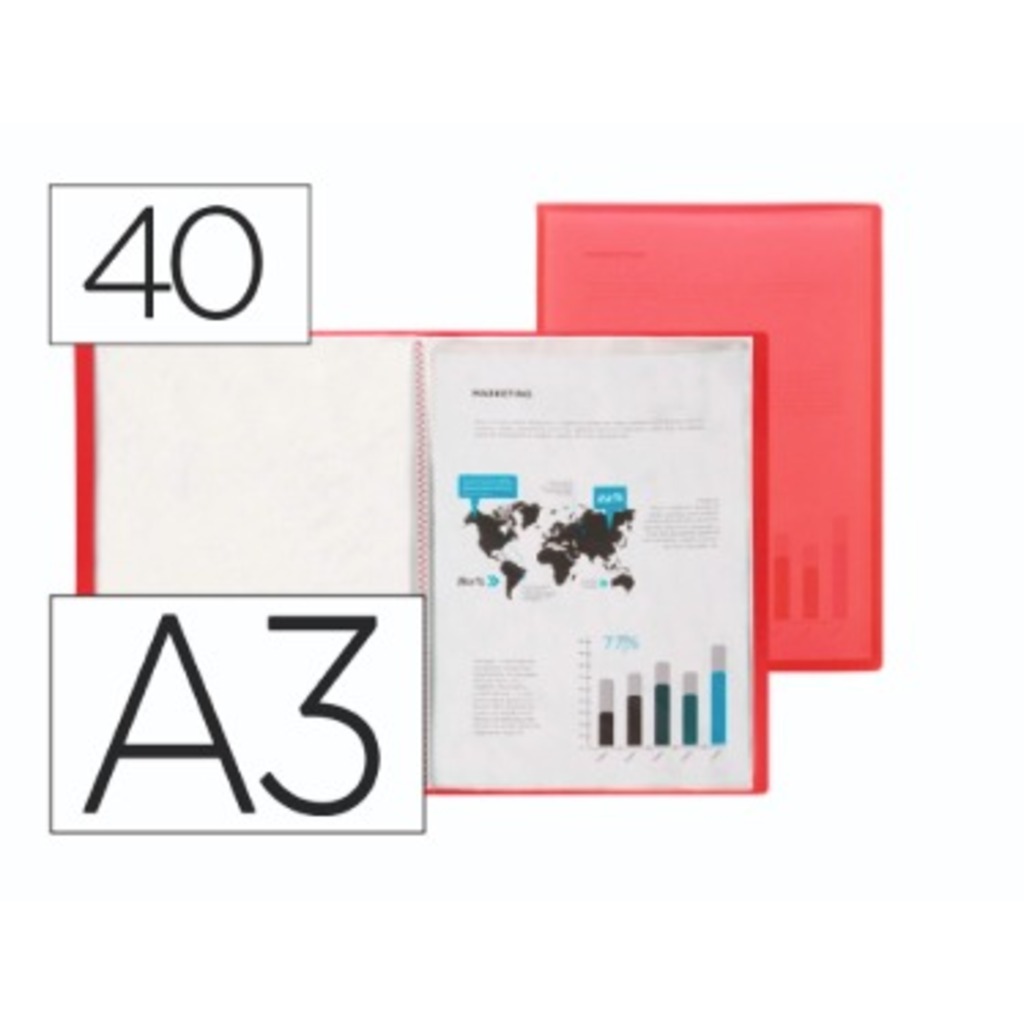 carpeta a3 40fundas liderpapel pp rojo