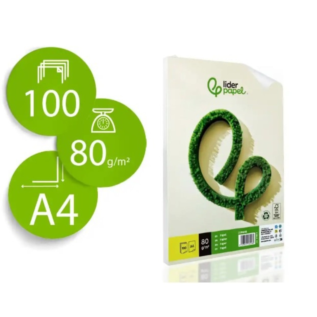 paq. 100h papel reciclado a4 80gr