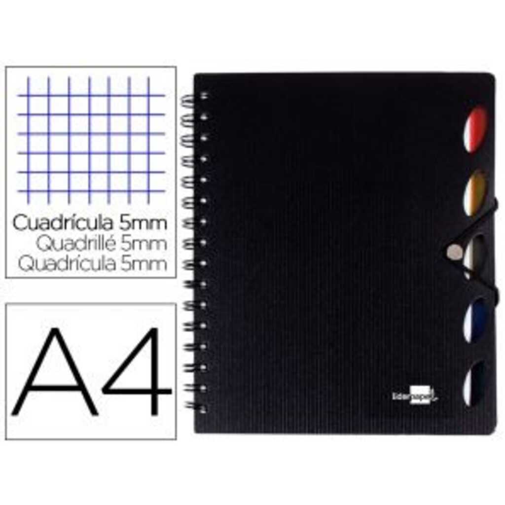 libreta a4 100h cuad 5x5 5 sep t/plastic