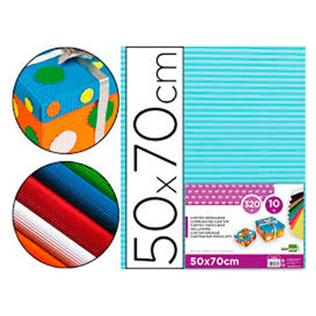 carton ondulado 50x70cm azul claro