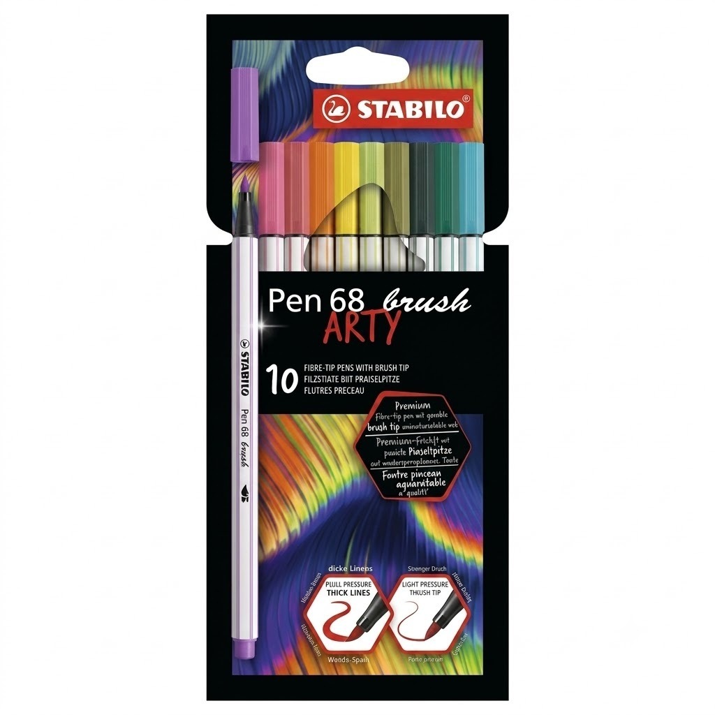 caja 10 rotuladores pen 68 brush arty