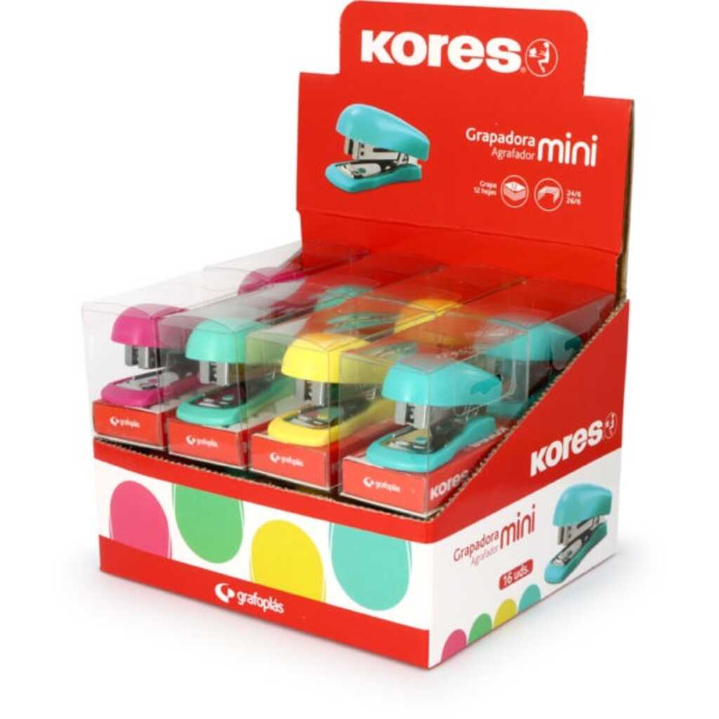grapadora mini 12h /80g colores vivos