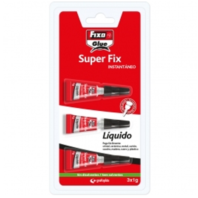 pack 3 tubos pegamento instan 1gr fixo