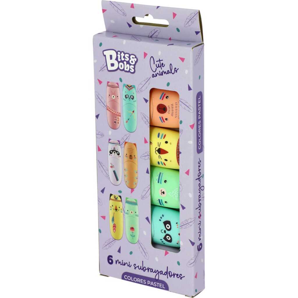 pack 6 minisubrayador pastel cute animal