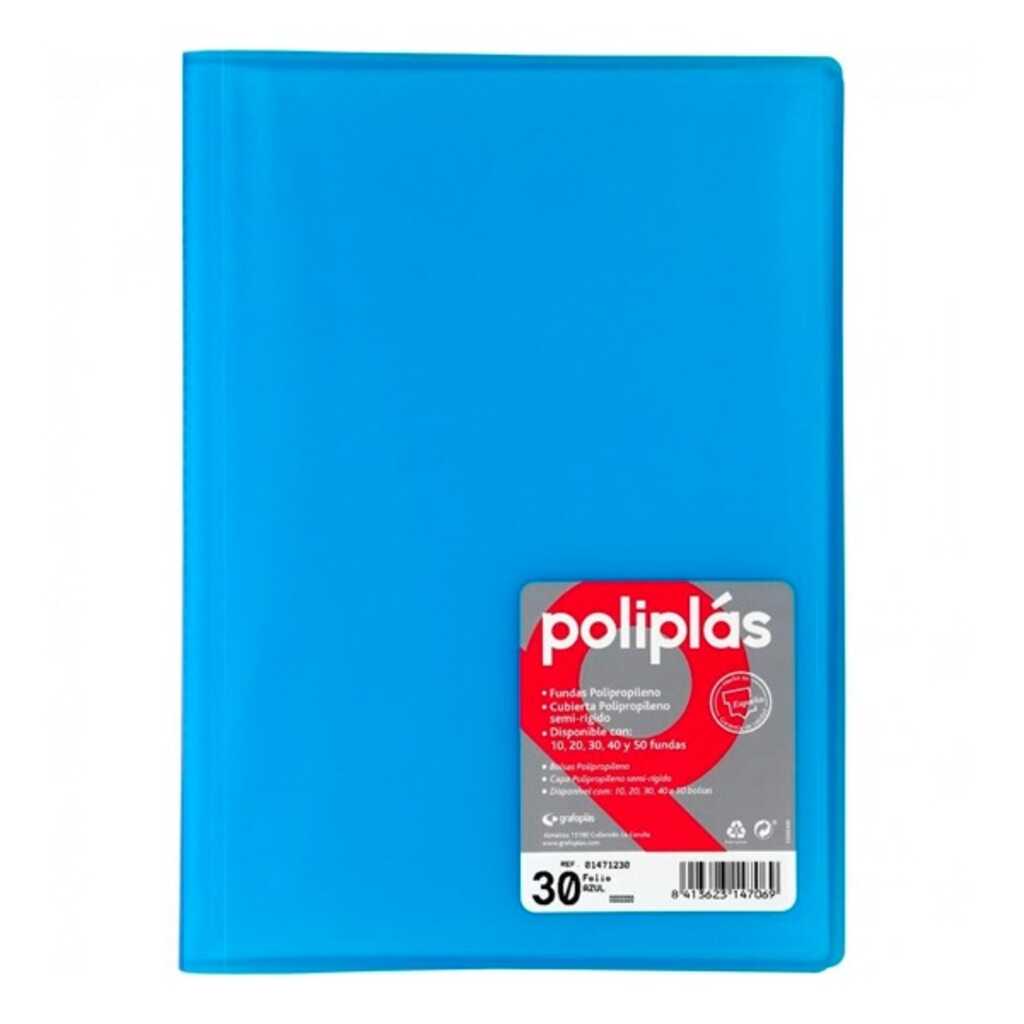 carpeta poliplas 30 fundas transl azul s