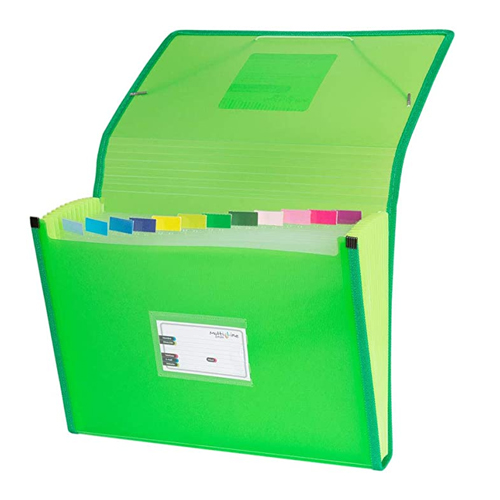 acordeon a4 plastico 13 depart. verde